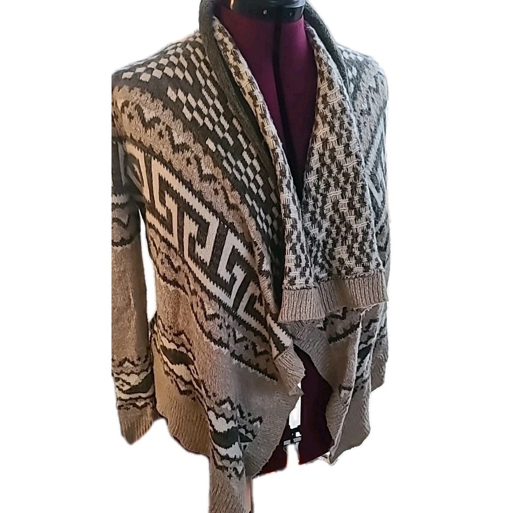 Vtg Abercrombie Fitch Artsy Tribal Knit Open Cardigan Jacket XS/S Boho Lagenlook - Picture 10 of 16